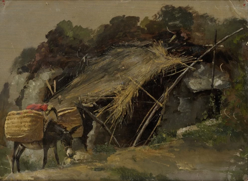Julie Wilhelmine Hagen - Schwarz, Paesaggio italiano con un asino, Tartu Art Museum's painting collection